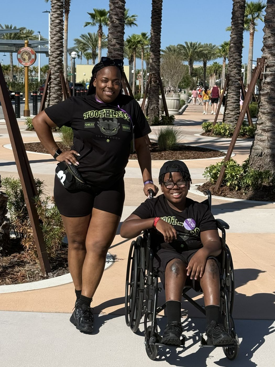 Kaydon and his mom at Epic Universe